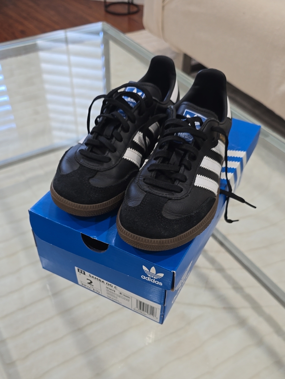 adidas Black White Samba Sneakers with Gum Sole